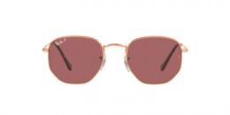 Ray-Ban HEXAGONAL 0RB3548N 9202AF polarisiert Metall Irregular Pink Gold/Pink Gold Sonnenbrille mit Sehstärke, verglasbar; Sunglasses; auch als Gleitsichtbrille